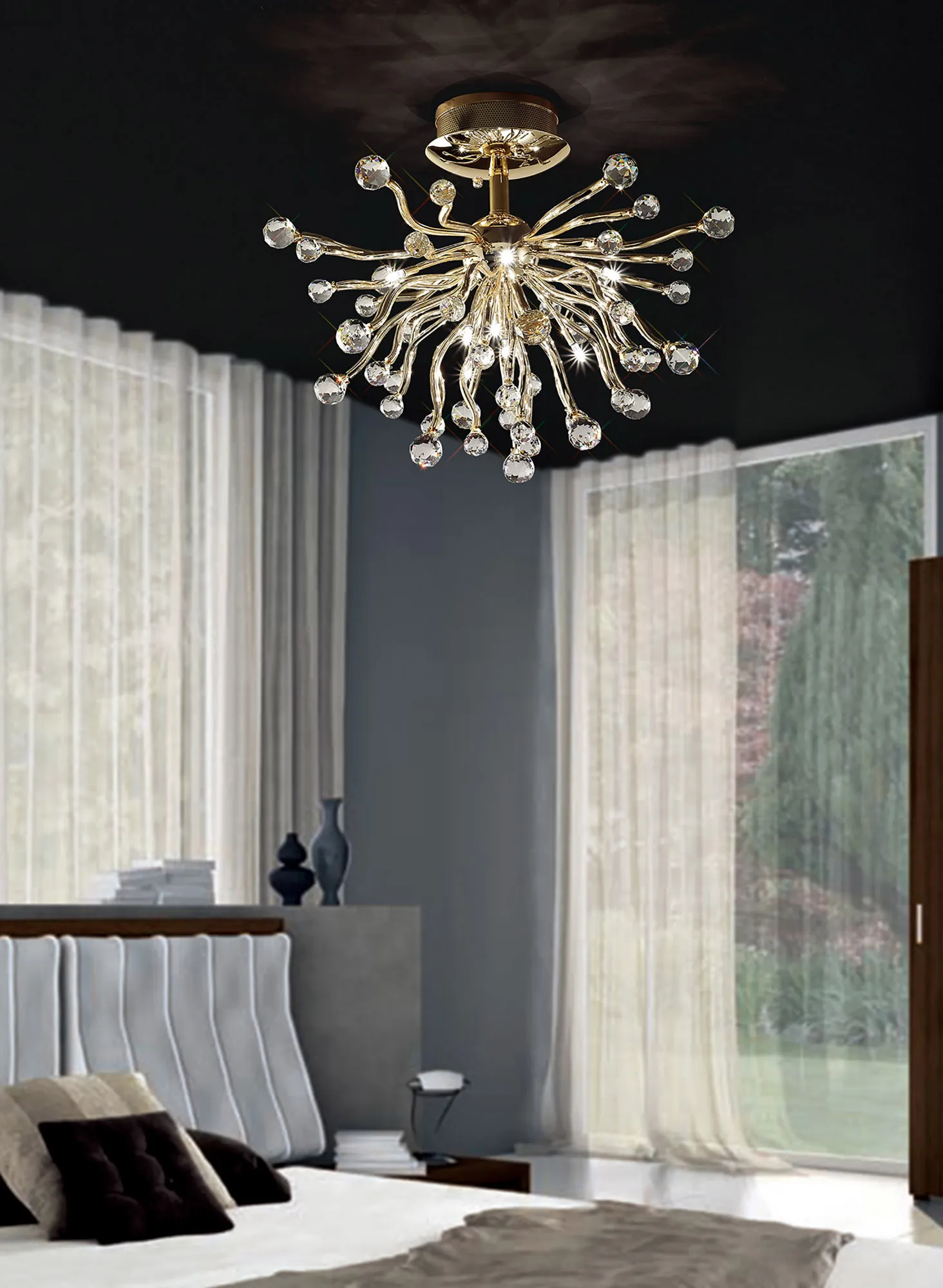 Tizio Crystal Ceiling Lights Diyas Flush Crystal Fittings Tizio Crystal Ceiling Lights Diyas Flush Crystal Fittings